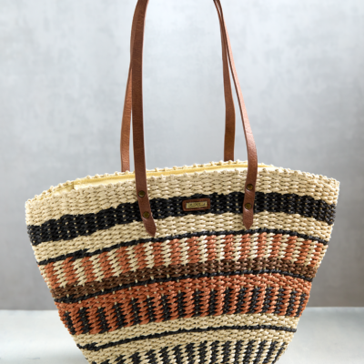 Striped Straw Tote