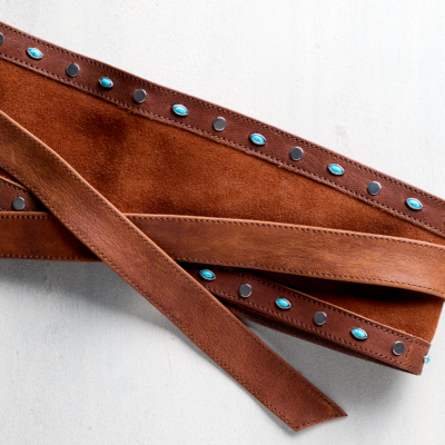 Studded Suede Obi Belt